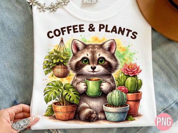 Cute Raccoon Coffee and Plants PNG: A Versatile Asset for Modern Digital Design