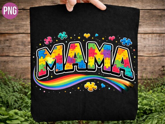 Designing with Purpose: The Mama Autism Awareness Puzzle Rainbow PNG for Creative Projects