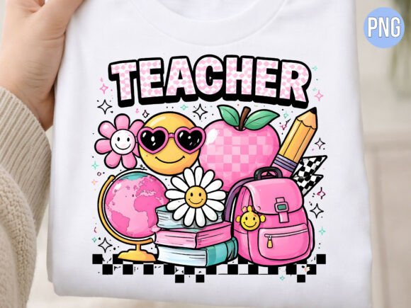 Groovy Retro Teacher PNG for Creative Designs