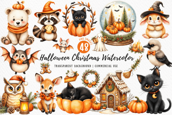 Halloween Christmas Watercolor Bundle Guide