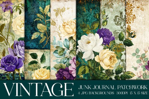 Junk Journal Patchwork Backgrounds S17