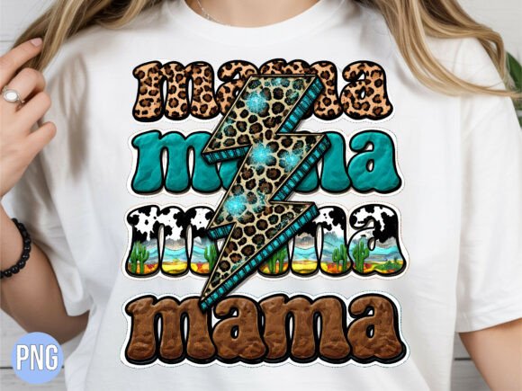 Mama Lightning Bolt Western PNG: Bold Digital Art