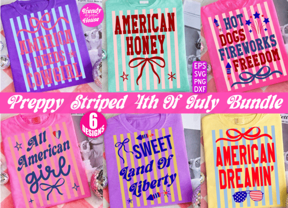 Preppy Striped 4th of July PNG Bundle