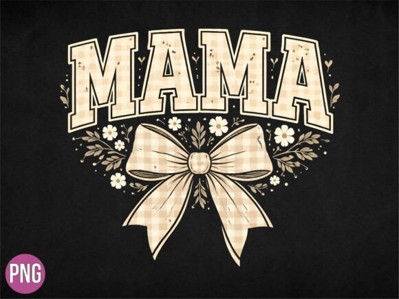 Retro Mama Plaid Bow PNG