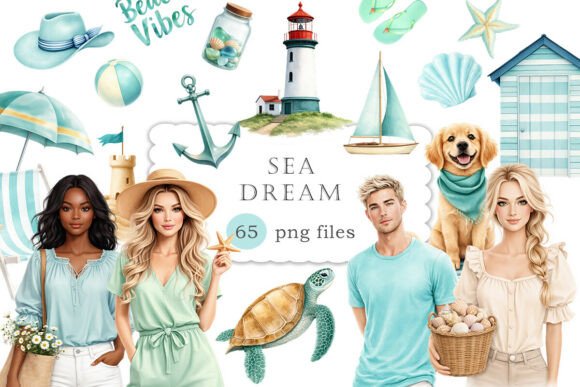 Summer Beach Clipart: Coastal Watercolor Art