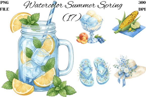 Watercolor Summer Spring Clipart Bundle