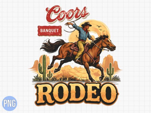 Western Rodeo Cowboy Riding Horse PNG: Elevating Digital Design with Authentic Western Aesthetics